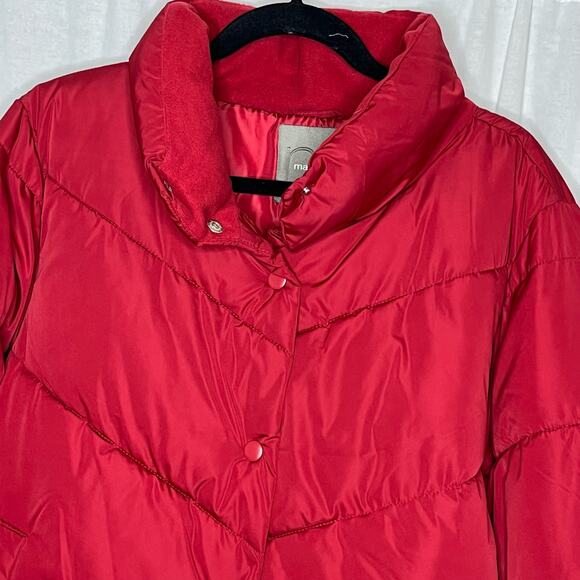 Maurices Red Snap Front Puffer Jacket Quilted Lined‎ Size Large Warm Cozy - Picture 2 of 11